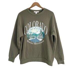 Birch & Stone Oversized Colorado Rocky Mountains Pullover Sweatshirt